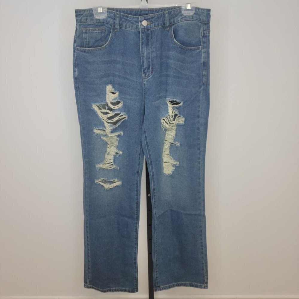 SHEIN Men's Ripped  Straight Leg Jeans